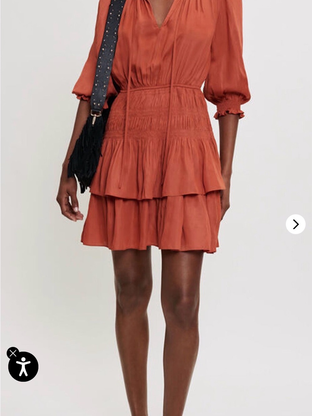 Maje Rust Tiered Mini Dress